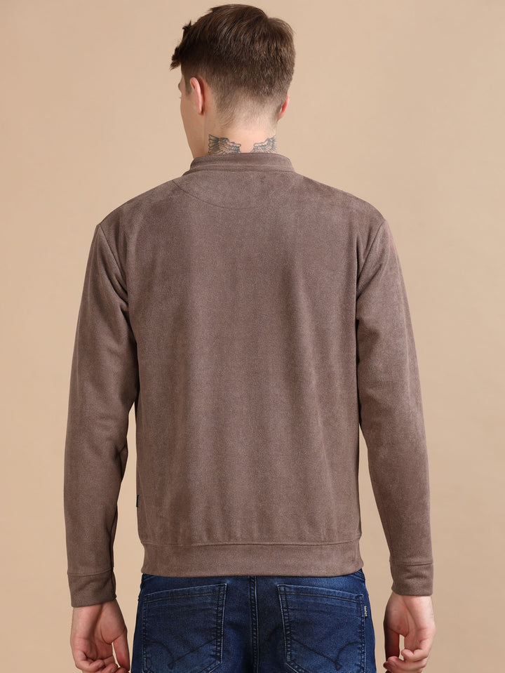 Suede deep Taupe Solid Jacket Jackets Bushirt