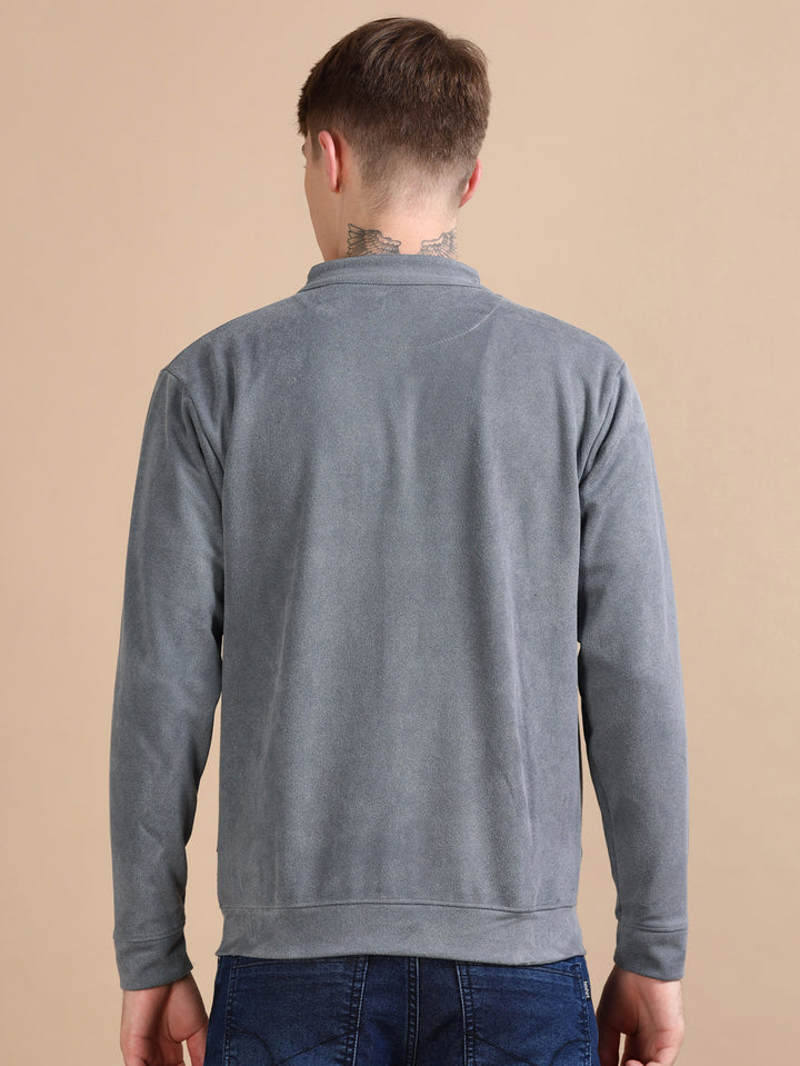 Suede Pastel Grey Solid Jacket Jackets Bushirt
