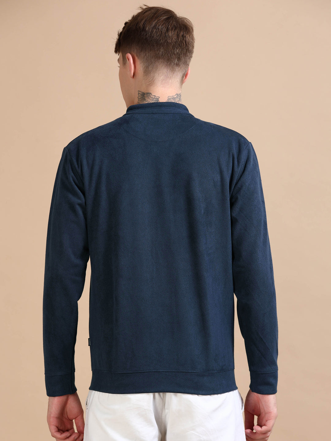 Suede Denim Blue Solid Jacket Jackets Bushirt
