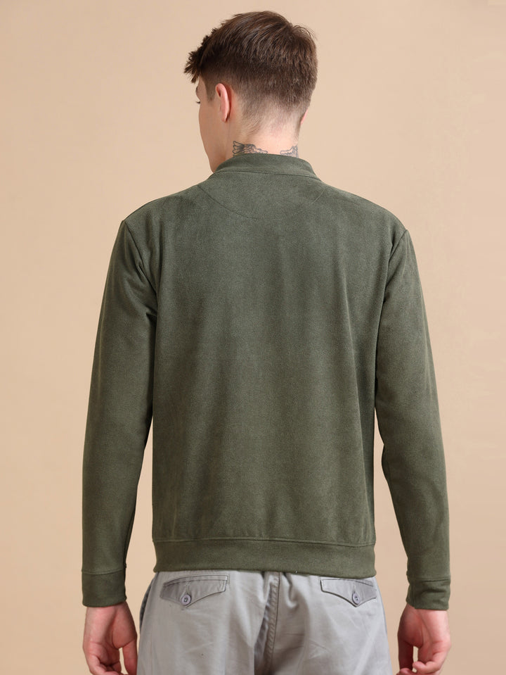 Suede Green Solid Jacket Jackets Bushirt