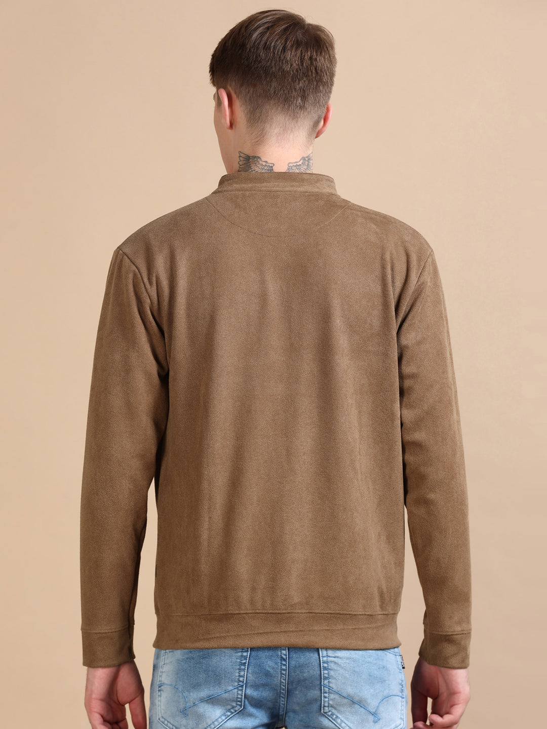Suede Wood Brown Solid Jacket Jackets Bushirt