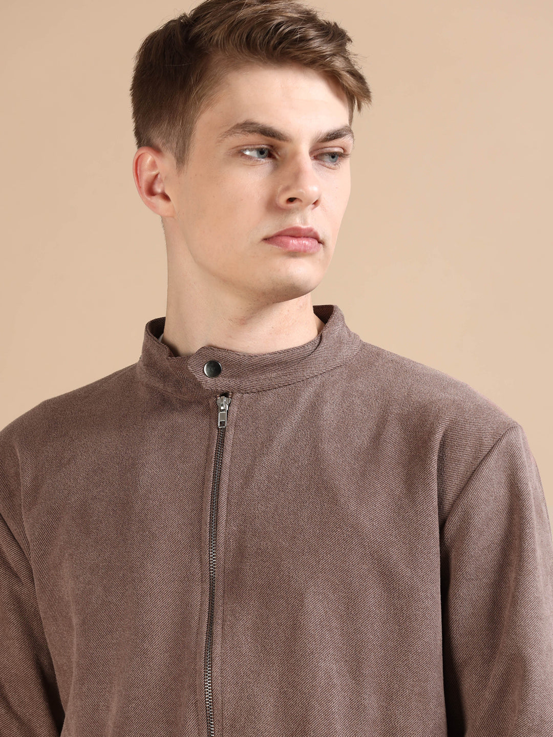 Suede deep Taupe Solid Jacket Jackets Bushirt