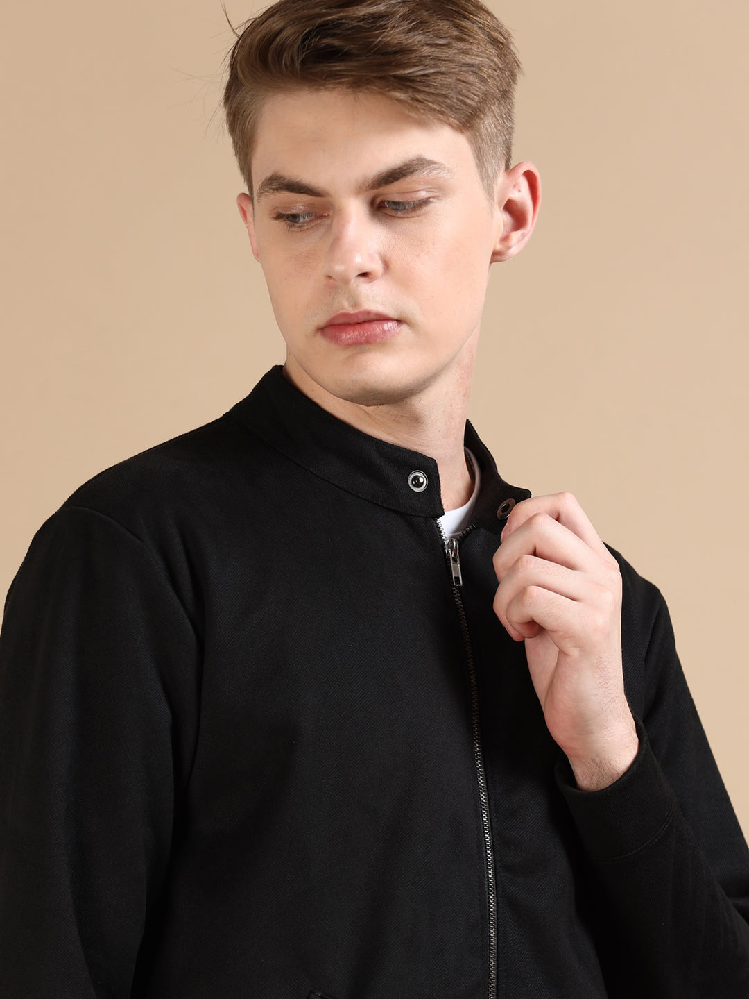 Suede Black Solid Jacket Jackets Bushirt