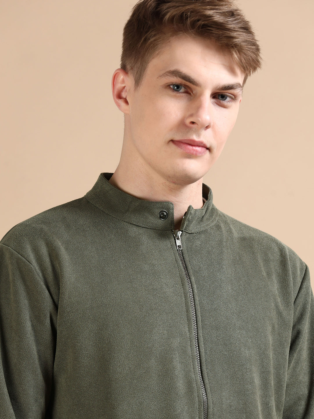 Suede Green Solid Jacket Jackets Bushirt
