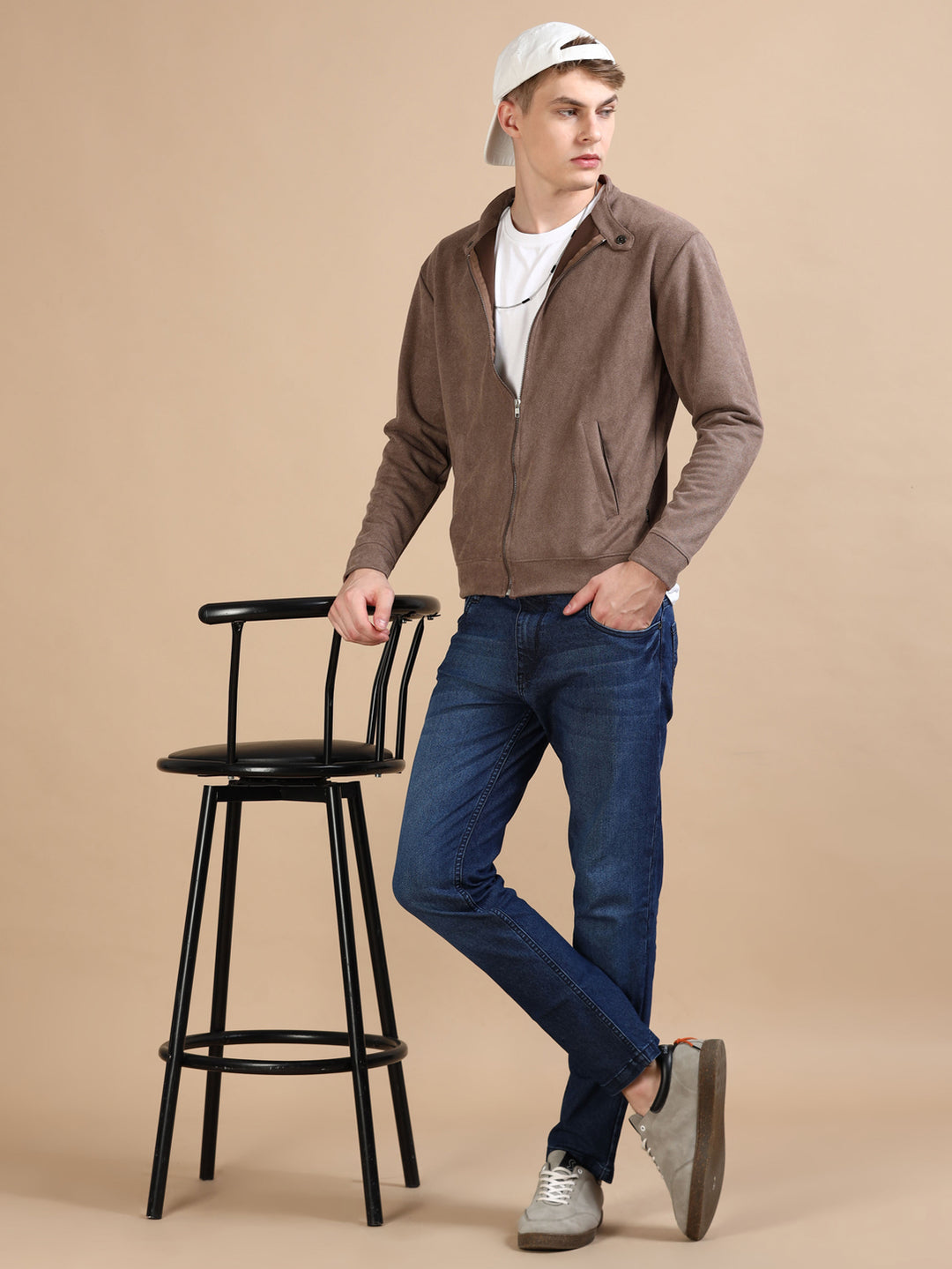 Suede deep Taupe Solid Jacket Jackets Bushirt