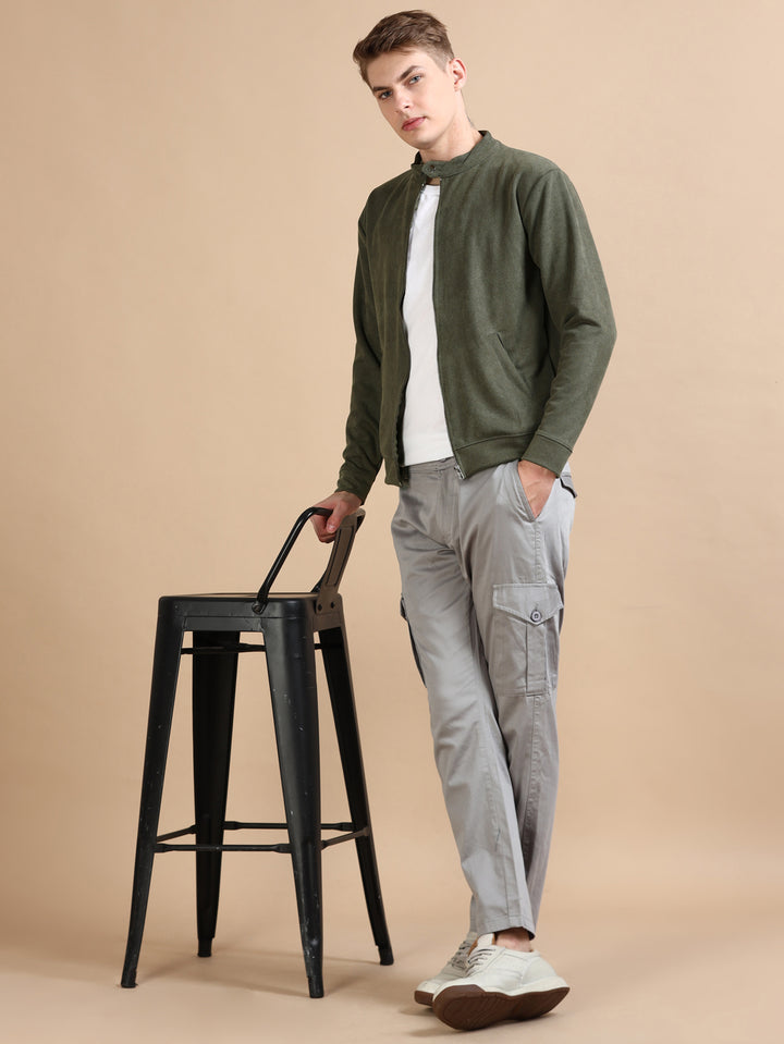 Suede Green Solid Jacket Jackets Bushirt