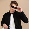 Suede Black Solid Jacket Jackets Bushirt