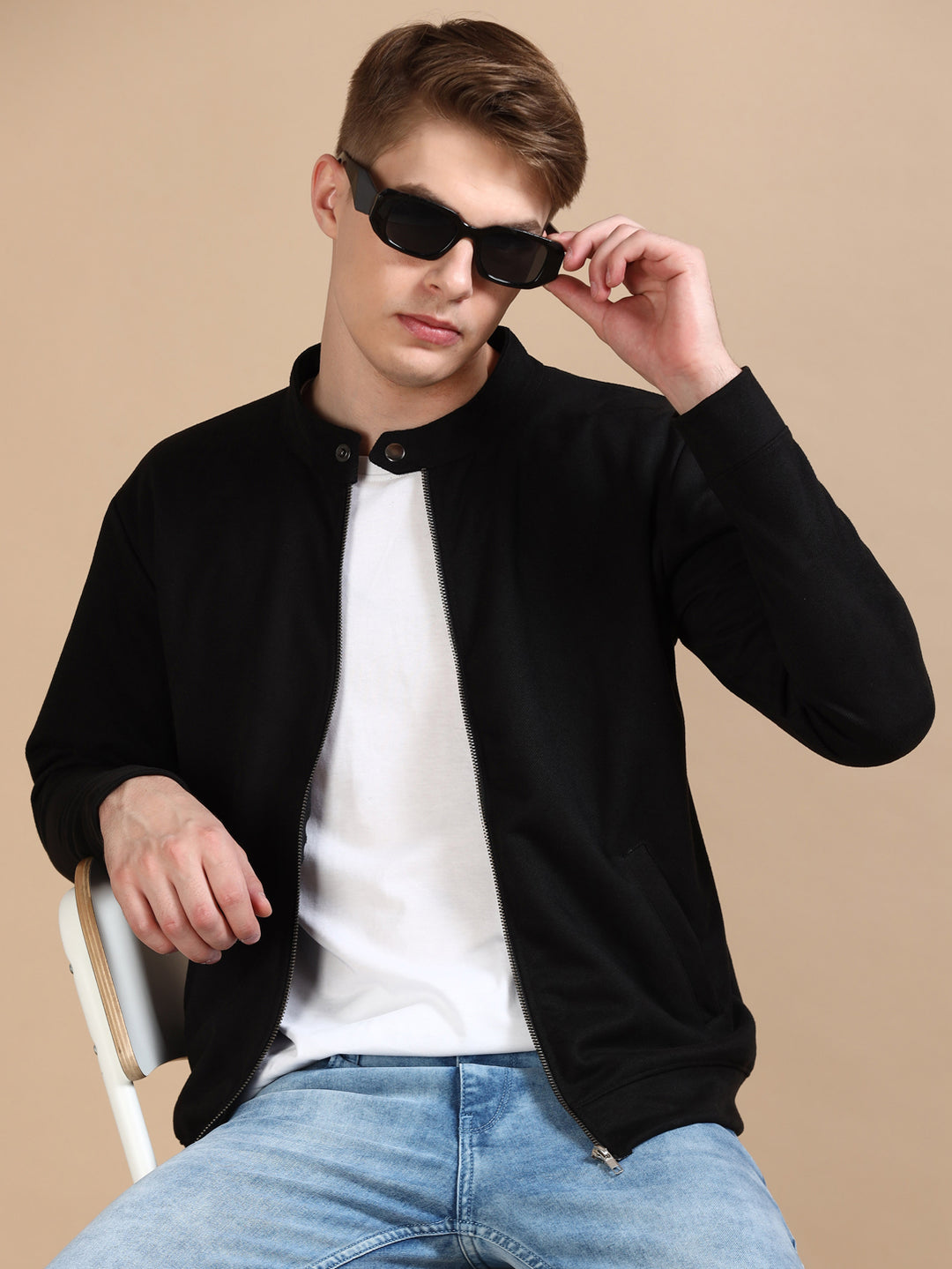 Suede Black Solid Jacket Jackets Bushirt