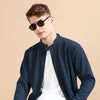 Suede Denim Blue Solid Jacket Jackets Bushirt