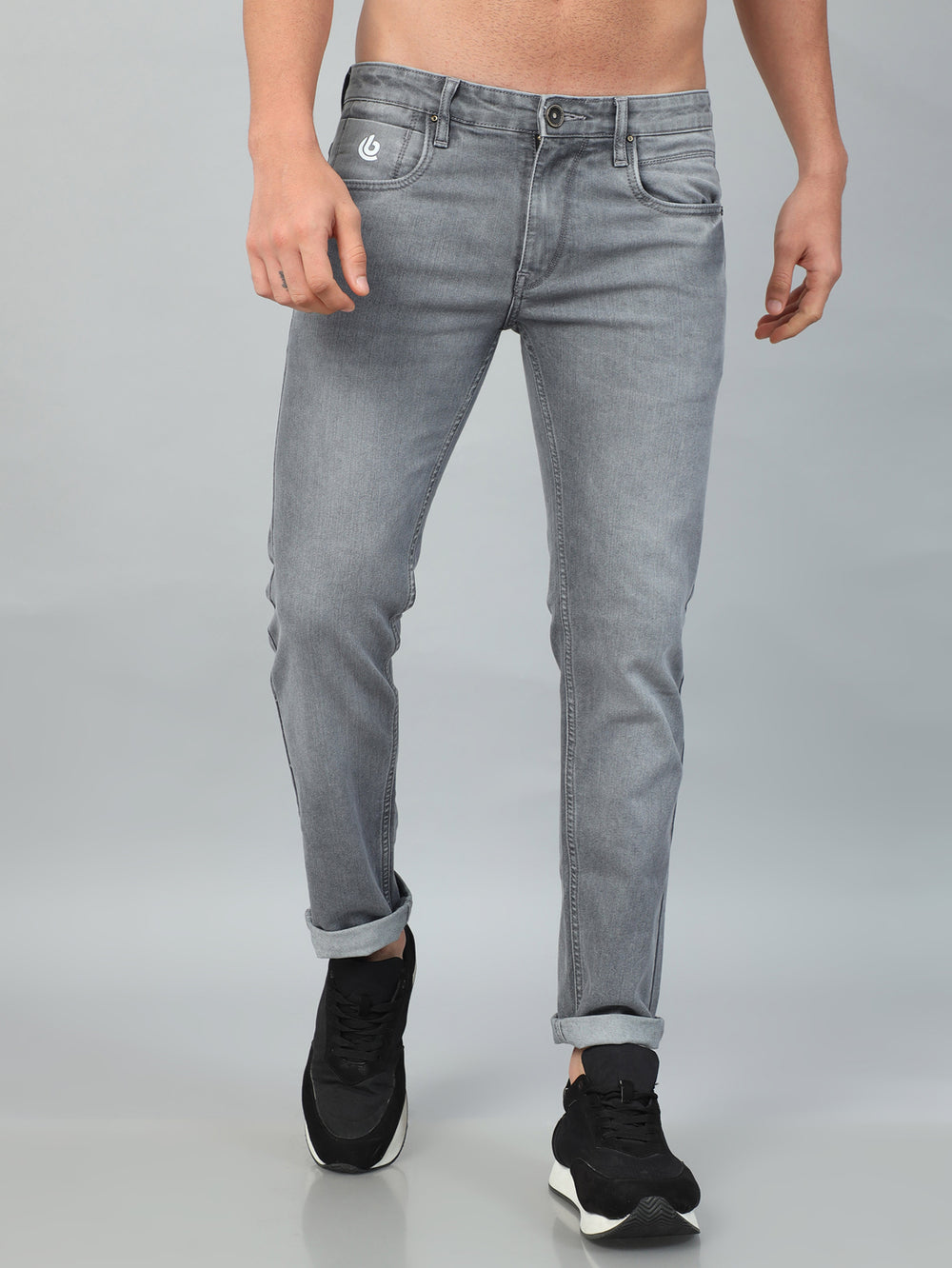 Stone Grey Solid Slim Fit Jeans Jeans Bushirt