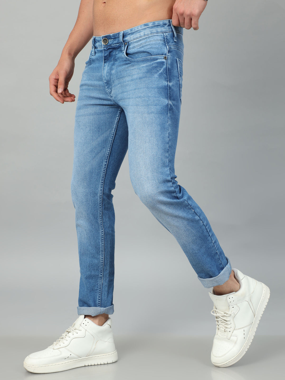 Light Blue Solid Slim Fit Jeans Jeans Bushirt