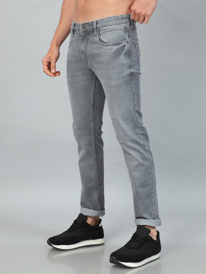 Stone Grey Solid Slim Fit Jeans Jeans Bushirt