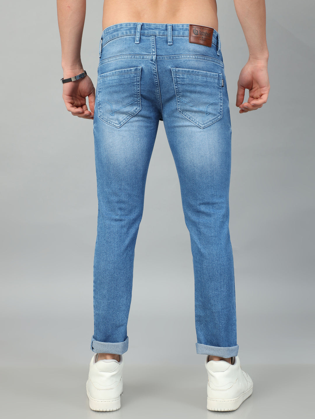 Light Blue Solid Slim Fit Jeans Jeans Bushirt
