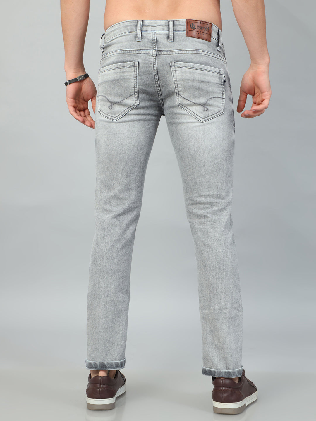 Pastel Grey Solid Slim Fit Jeans Jeans Bushirt   