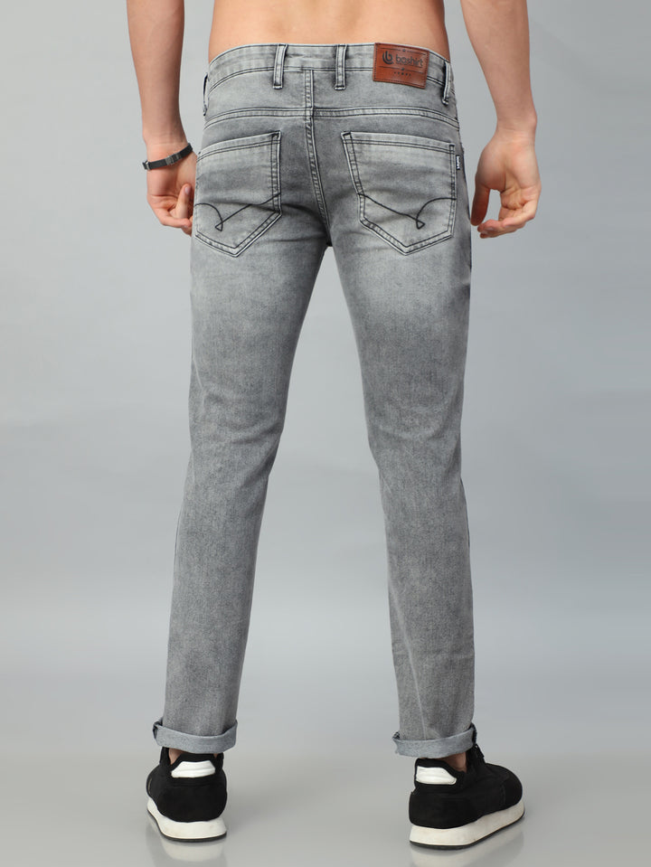 Ash Grey Solid Slim Fit Jeans Jeans Bushirt