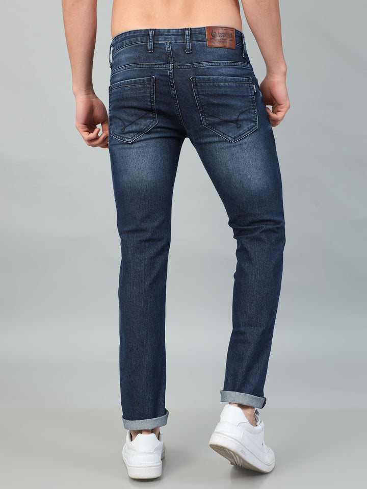 Denim Blue Solid Slim Fit Jeans Jeans Bushirt