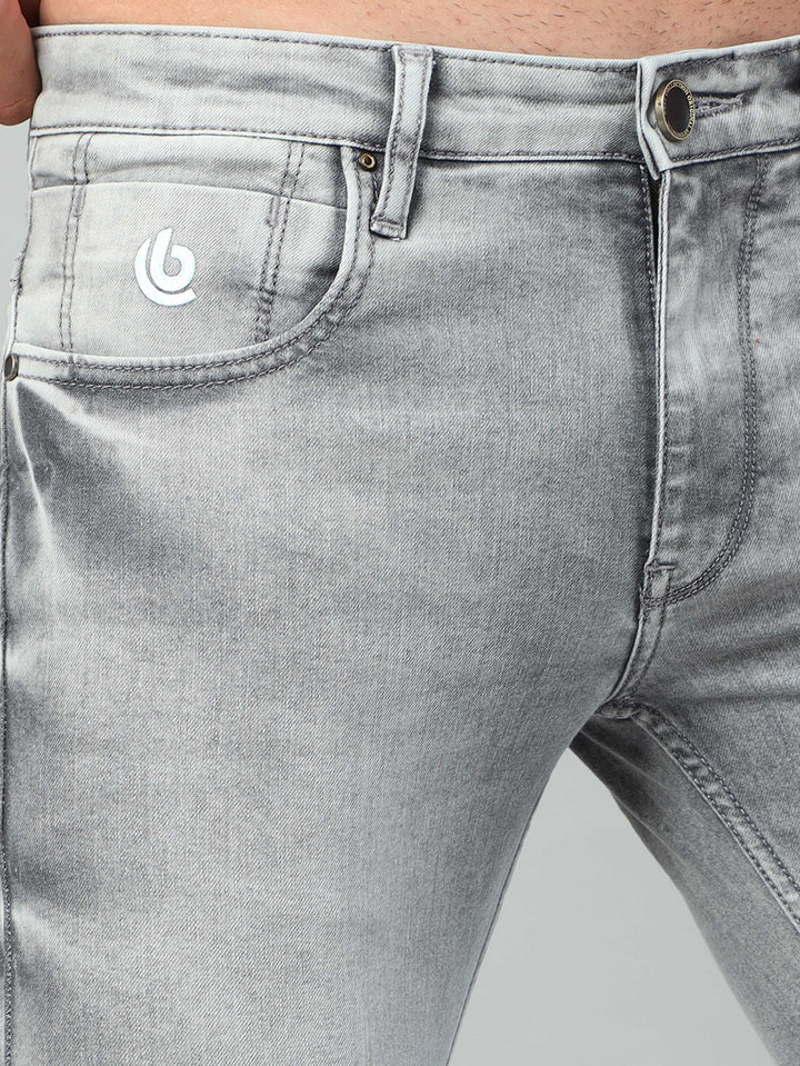 Pastel Grey Solid Slim Fit Jeans Jeans Bushirt