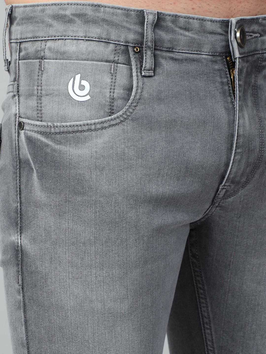 Stone Grey Solid Slim Fit Jeans Jeans Bushirt