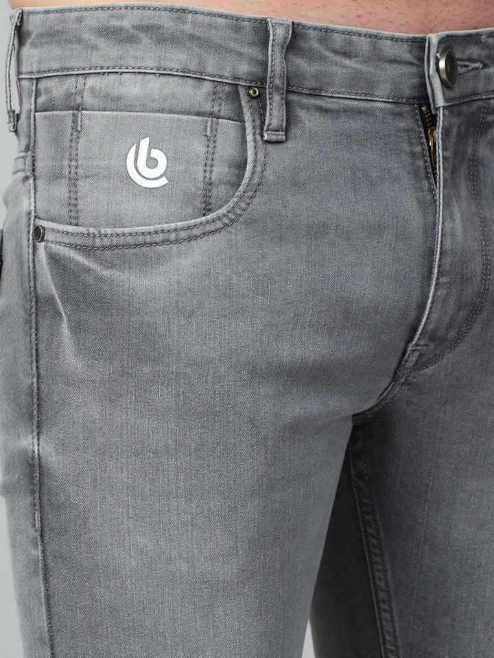 Stone Grey Solid Slim Fit Jeans Jeans Bushirt