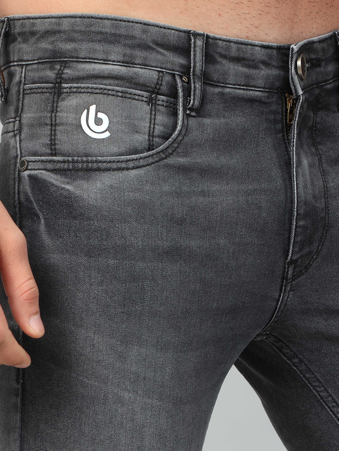 Dark Grey Solid Slim Fit Jeans Jeans Bushirt