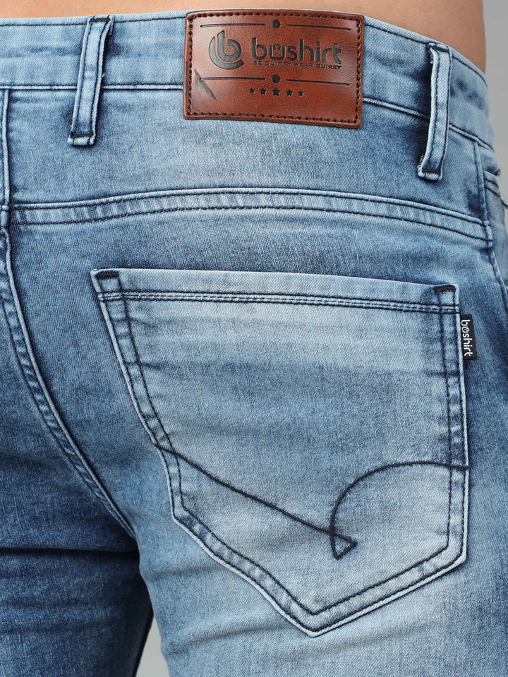 Ocean Blue Solid Slim Fit Jeans Jeans Bushirt