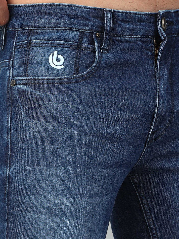 Dark Blue Solid Slim Fit Jeans Jeans Bushirt