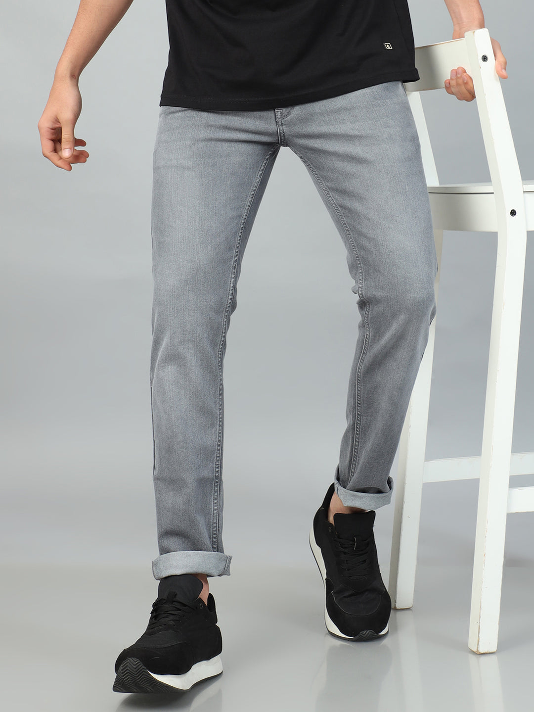 Stone Grey Solid Slim Fit Jeans Jeans Bushirt