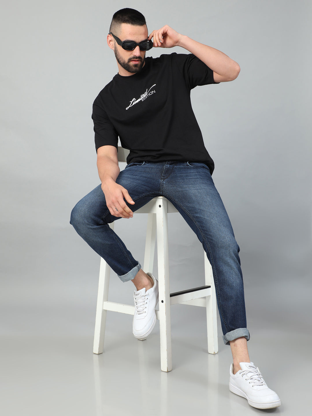 Denim Blue Solid Slim Fit Jeans Jeans Bushirt