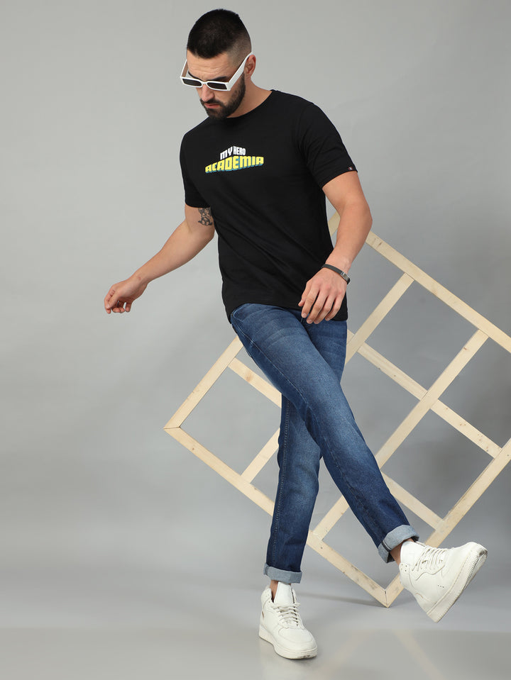 Dark Blue Solid Slim Fit Jeans Jeans Bushirt