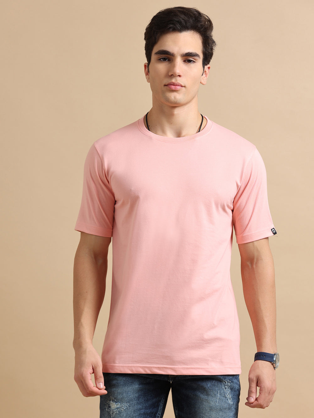 Easy Essential Coral Pink Solid T-Shirt Plain T-Shirts Bushirt