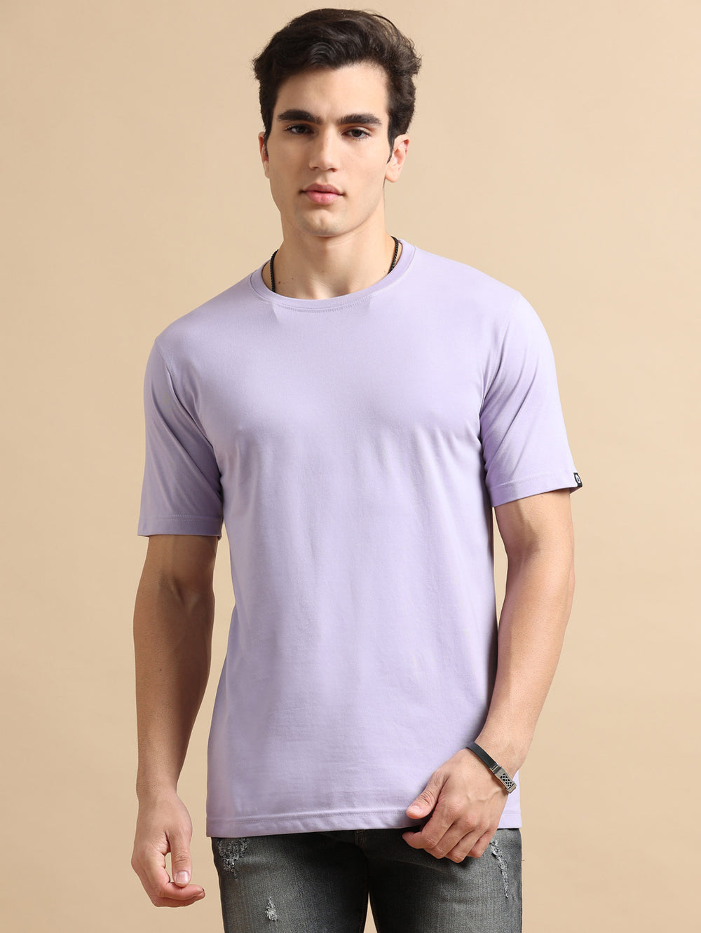 Easy Essential Lilac Solid T-Shirt Plain T-Shirts Bushirt