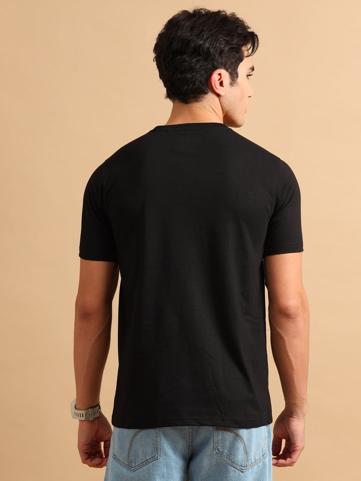Easy Essential Black Solid T-Shirt Plain T-Shirts Bushirt