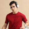 Easy Essential Maroon Solid T-Shirt Plain T-Shirts Bushirt