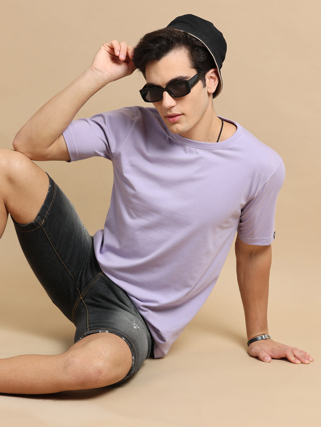 Easy Essential Lilac Solid T-Shirt Plain T-Shirts Bushirt