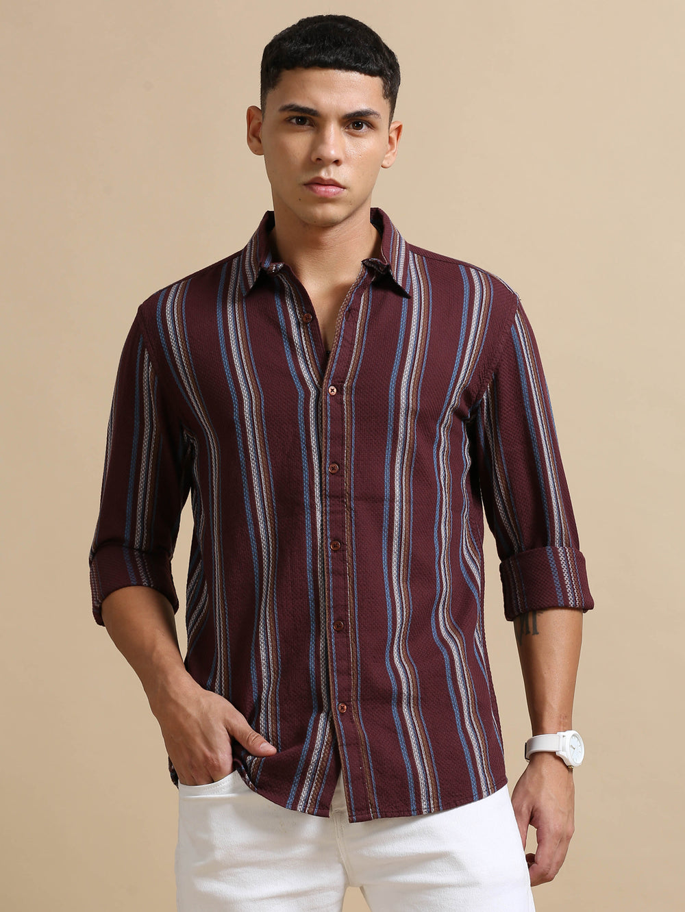 Wine Strips Shit Stripes Shirt Bushirt