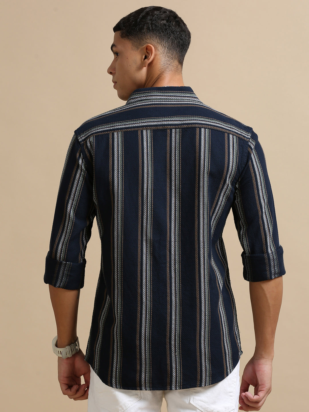 Navy Blue Strips Shirt Stripes Shirt Bushirt