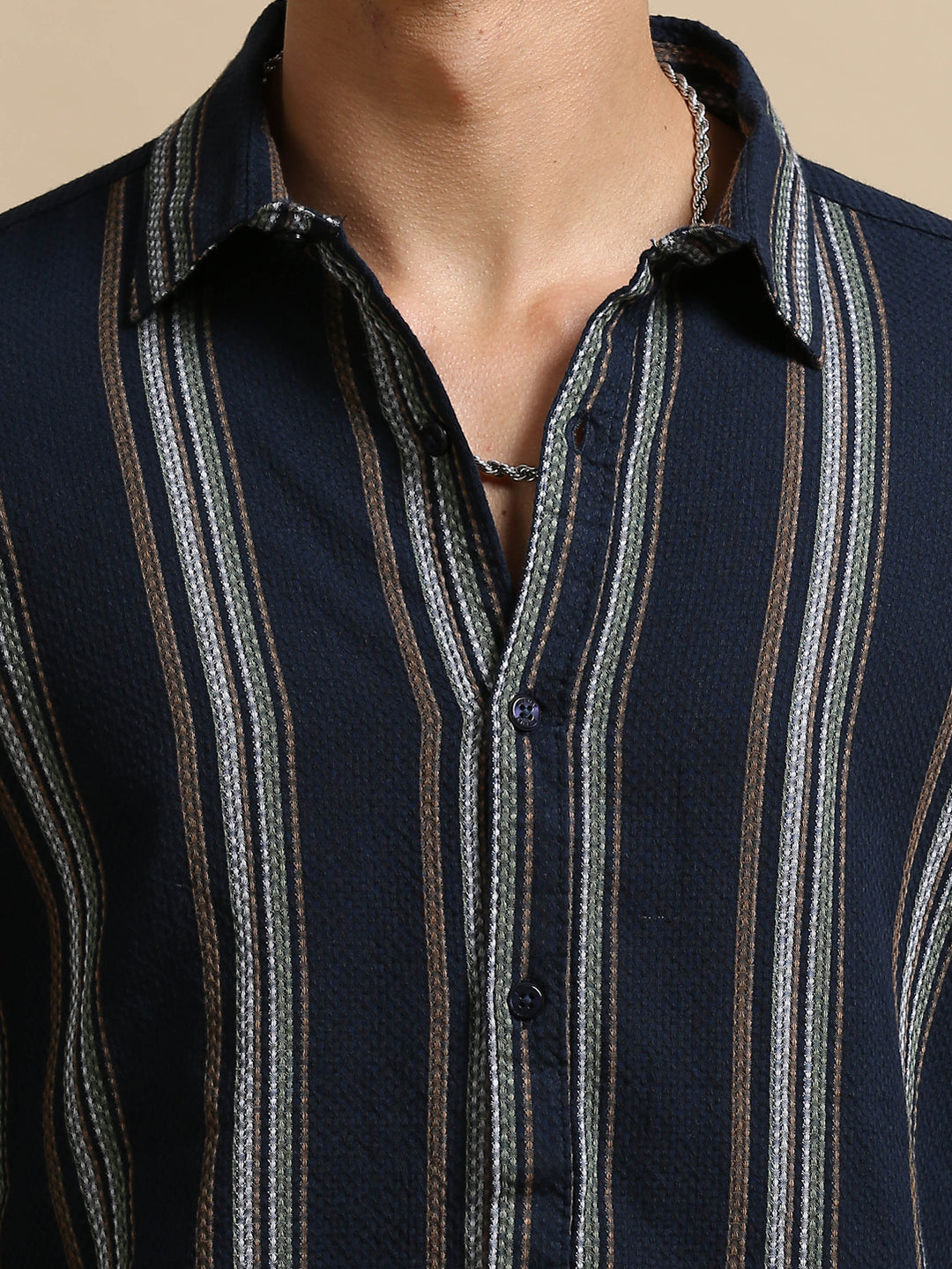 Navy Blue Strips Shirt Stripes Shirt Bushirt