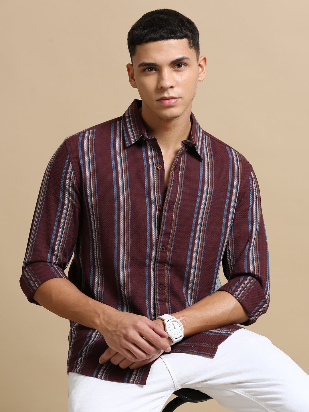 Wine Strips Shit Stripes Shirt Bushirt