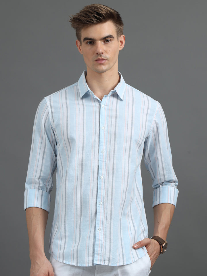 Blue Striped Shirt Stripes Shirt Bushirt