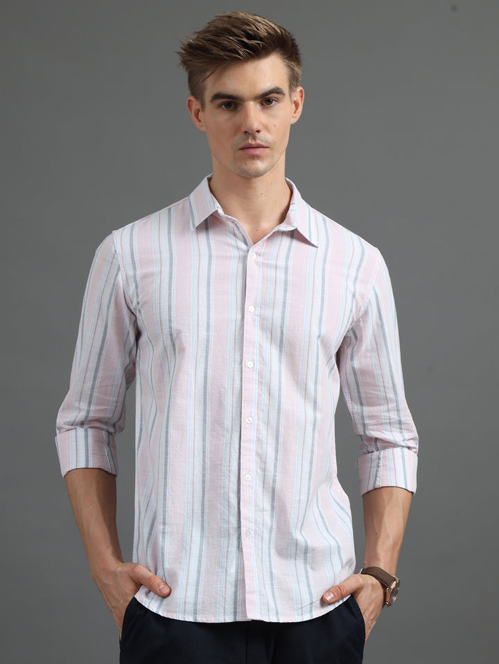 Pink Stripes Shirt Stripes Shirt Bushirt