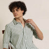 Light Green Regular Fit Striped Shirt Stripes Shirt Bushirt