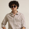 Brown Regular Fit Striped Shirt Stripes Shirt Bushirt