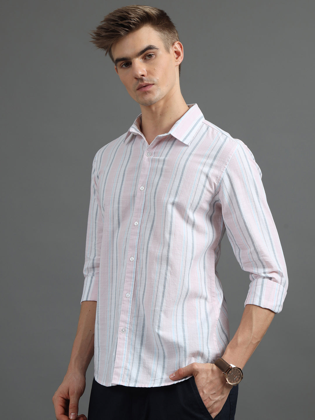 Pink Stripes Shirt Stripes Shirt Bushirt