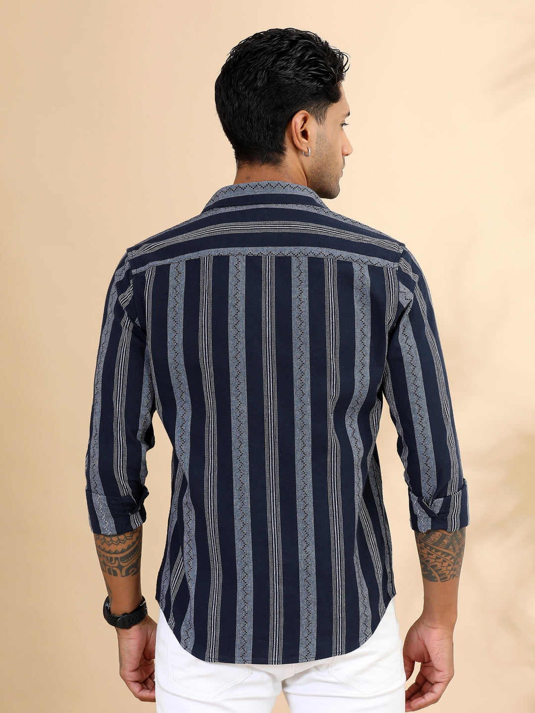 Navy Blue Stripes Shirt Stripes Shirt Bushirt