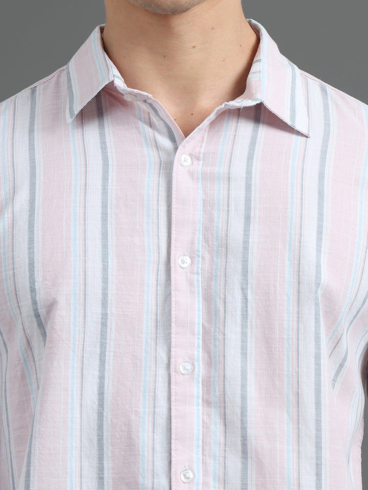 Pink Stripes Shirt Stripes Shirt Bushirt
