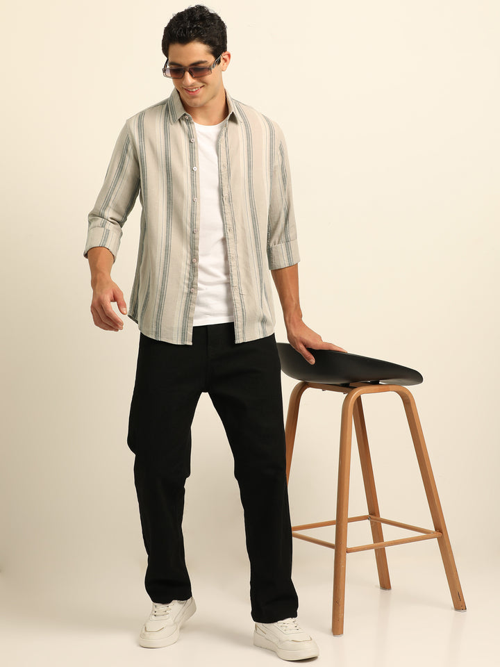 Light Mauve Stripes Shirt Stripes Shirt Bushirt