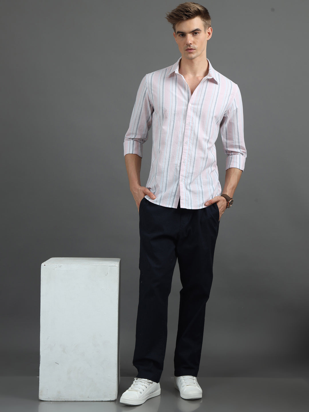 Pink Stripes Shirt Stripes Shirt Bushirt