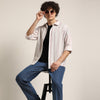 Mauve Regular Fit Striped Shirt Stripes Shirt Bushirt