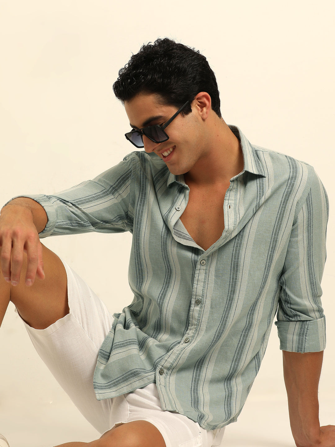 Light Blue Stripes Shirt Stripes Shirt Bushirt