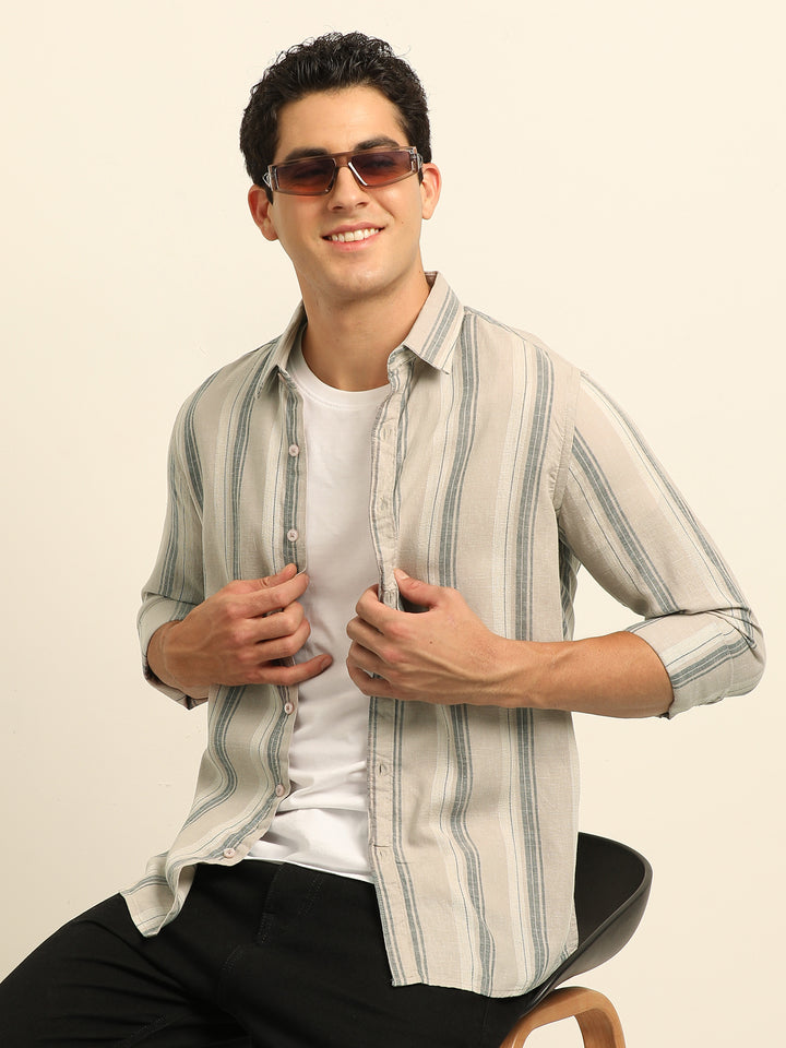 Light Mauve Stripes Shirt Stripes Shirt Bushirt